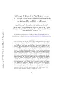 It Cannot Be Right If It Was Written by AI: On Lawyers' Preferences of
  Documents Perceived as Authored by an LLM vs a Human