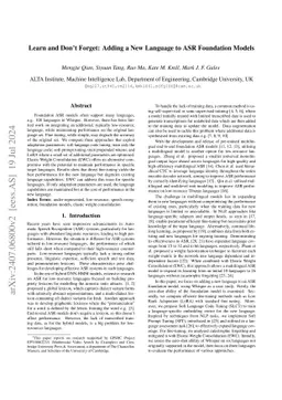 Learn and Don't Forget: Adding a New Language to ASR Foundation Models