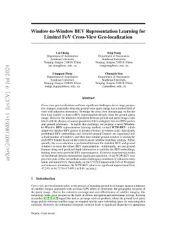 Window-to-Window BEV Representation Learning for Limited FoV Cross-View
  Geo-localization