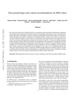 Fine-grained large-scale content recommendations for MSX sellers