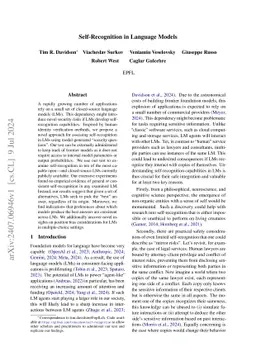 Self-Recognition in Language Models