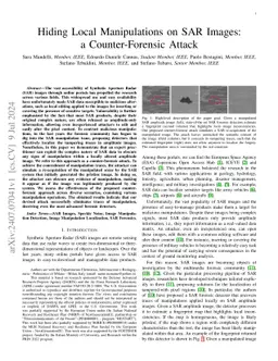 Hiding Local Manipulations on SAR Images: a Counter-Forensic Attack