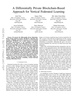 A Differentially Private Blockchain-Based Approach for Vertical
  Federated Learning