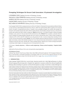 Prompting Techniques for Secure Code Generation: A Systematic Investigation