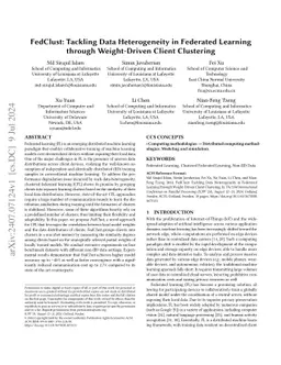 FedClust: Tackling Data Heterogeneity in Federated Learning through
  Weight-Driven Client Clustering