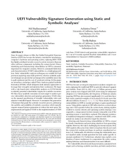 UEFI Vulnerability Signature Generation using Static and Symbolic
  Analysis