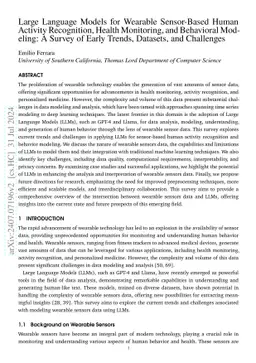 Large Language Models for Wearable Sensor-Based Human Activity
  Recognition, Health Monitoring, and Behavioral Modeling: A Survey of Early
  Trends, Datasets, and Challenges
