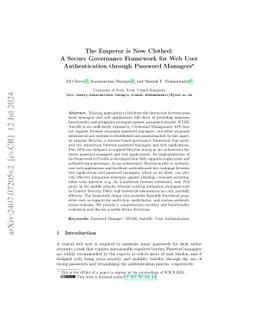 The Emperor is Now Clothed: A Secure Governance Framework for Web User
  Authentication through Password Managers