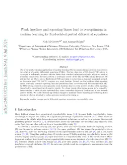 Weak baselines and reporting biases lead to overoptimism in machine
  learning for fluid-related partial differential equations