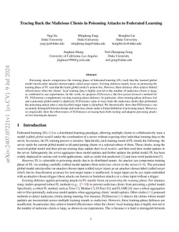 Tracing Back the Malicious Clients in Poisoning Attacks to Federated Learning