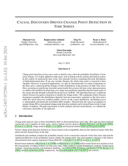 Causal Discovery-Driven Change Point Detection in Time Series