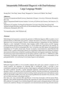 Interpretable Differential Diagnosis with Dual-Inference Large Language
  Models