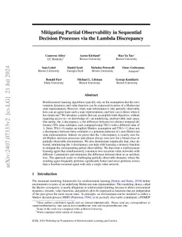 Mitigating Partial Observability in Sequential Decision Processes via
  the Lambda Discrepancy