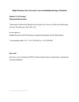High-Precision, Fair University Course Scheduling During a Pandemic