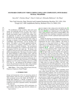 Standard compliant video coding using low complexity, switchable neural
  wrappers