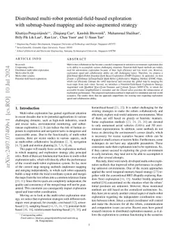 Distributed multi-robot potential-field-based exploration with
  submap-based mapping and noise-augmented strategy