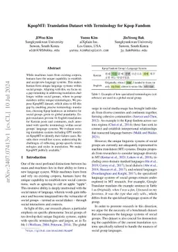 KpopMT: Translation Dataset with Terminology for Kpop Fandom