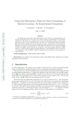 Using Low-Discrepancy Points for Data Compression in Machine Learning:
  An Experimental Comparison