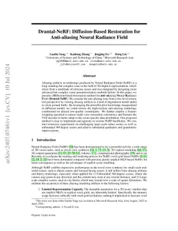 Drantal-NeRF: Diffusion-Based Restoration for Anti-aliasing Neural
  Radiance Field