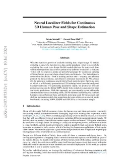 Neural Localizer Fields for Continuous 3D Human Pose and Shape
  Estimation