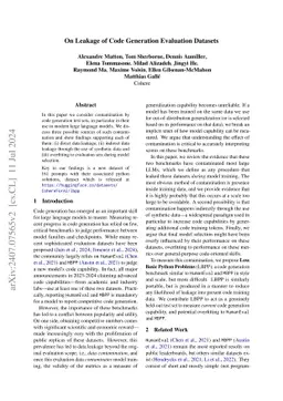 On Leakage of Code Generation Evaluation Datasets