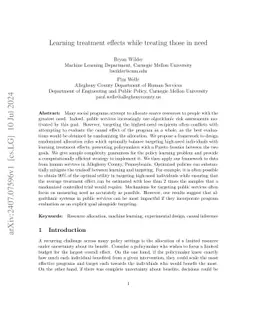 Learning treatment effects while treating those in need