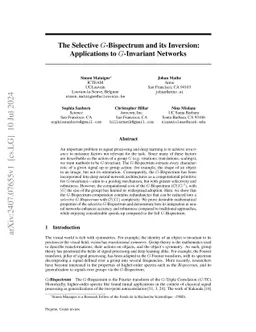 The Selective G-Bispectrum and its Inversion: Applications to
  G-Invariant Networks