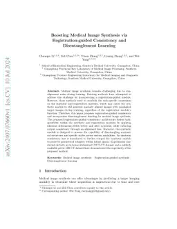 Boosting Medical Image Synthesis via Registration-guided Consistency and
  Disentanglement Learning