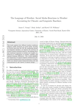 The Language of Weather: Social Media Reactions to Weather Accounting
  for Climatic and Linguistic Baselines