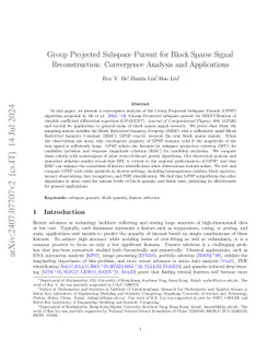 Group Projected Subspace Pursuit for Block Sparse Signal Reconstruction:
  Convergence Analysis and Applications