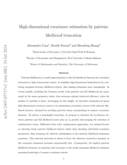 High-dimensional Covariance Estimation by Pairwise Likelihood Truncation
