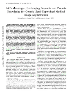 S&D Messenger: Exchanging Semantic and Domain Knowledge for Generic
  Semi-Supervised Medical Image Segmentation