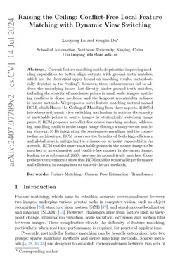 Raising the Ceiling: Conflict-Free Local Feature Matching with Dynamic
  View Switching