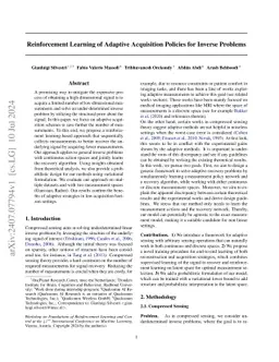 Reinforcement Learning of Adaptive Acquisition Policies for Inverse
  Problems