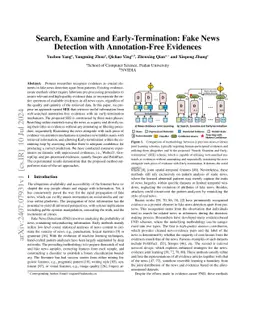 Search, Examine and Early-Termination: Fake News Detection with
  Annotation-Free Evidences