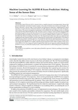 Machine Learning for ALSFRS-R Score Prediction: Making Sense of the
  Sensor Data