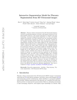 Interactive Segmentation Model for Placenta Segmentation from 3D
  Ultrasound images