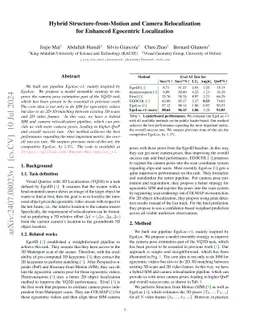 Hybrid Structure-from-Motion and Camera Relocalization for Enhanced
  Egocentric Localization