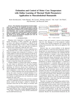 Estimation and Control of Motor Core Temperature with Online Learning of
  Thermal Model Parameters: Application to Musculoskeletal Humanoids