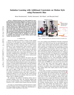 Imitation Learning with Additional Constraints on Motion Style using
  Parametric Bias