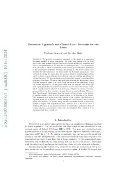 Geometric Approach and Closed Exact Formulae for the Lasso