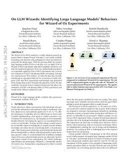 On LLM Wizards: Identifying Large Language Models' Behaviors for Wizard
  of Oz Experiments