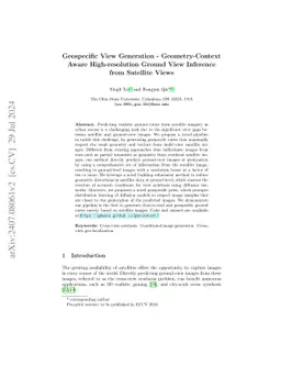 Geospecific View Generation -- Geometry-Context Aware High-resolution
  Ground View Inference from Satellite Views