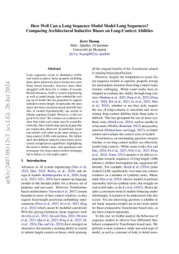 How Well Can a Long Sequence Model Model Long Sequences? Comparing Architechtural Inductive Biases on Long-Context Abilities