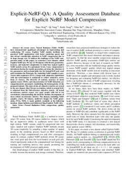 Explicit-NeRF-QA: A Quality Assessment Database for Explicit NeRF Model
  Compression