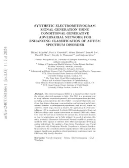 Synthetic Electroretinogram Signal Generation Using Conditional
  Generative Adversarial Network for Enhancing Classification of Autism
  Spectrum Disorder