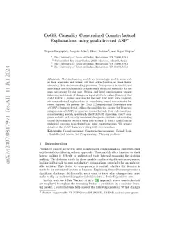 CoGS: Causality Constrained Counterfactual Explanations using
  goal-directed ASP