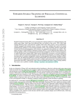 Towards stable training of parallel continual learning