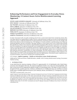 Enhancing Performance and User Engagement in Everyday Stress Monitoring:
  A Context-Aware Active Reinforcement Learning Approach