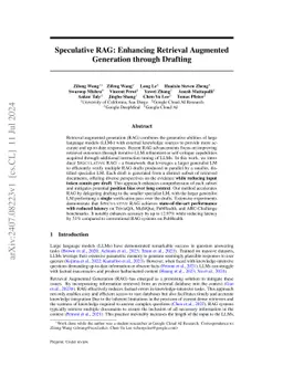 Speculative RAG: Enhancing Retrieval Augmented Generation through Drafting